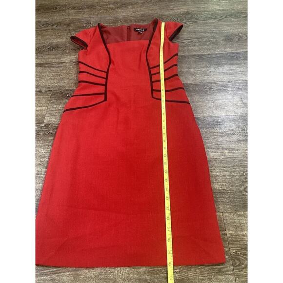 Chetta B Red Black Sheath Dress Lined Occasional Career Versatile Size 2 - Picture 3 of 8